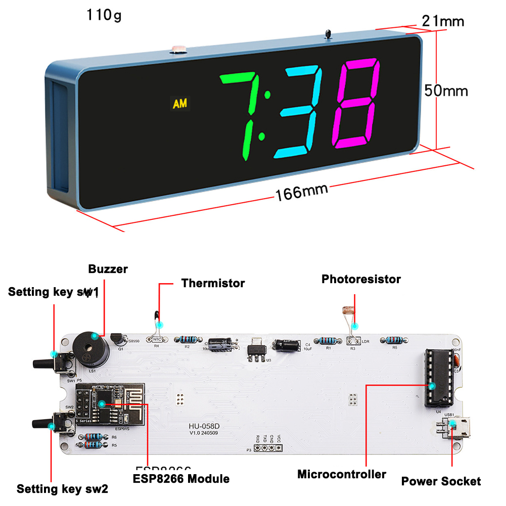 ESP8266 IoT Colorful WiFi Cloc - Esp8266 review and price