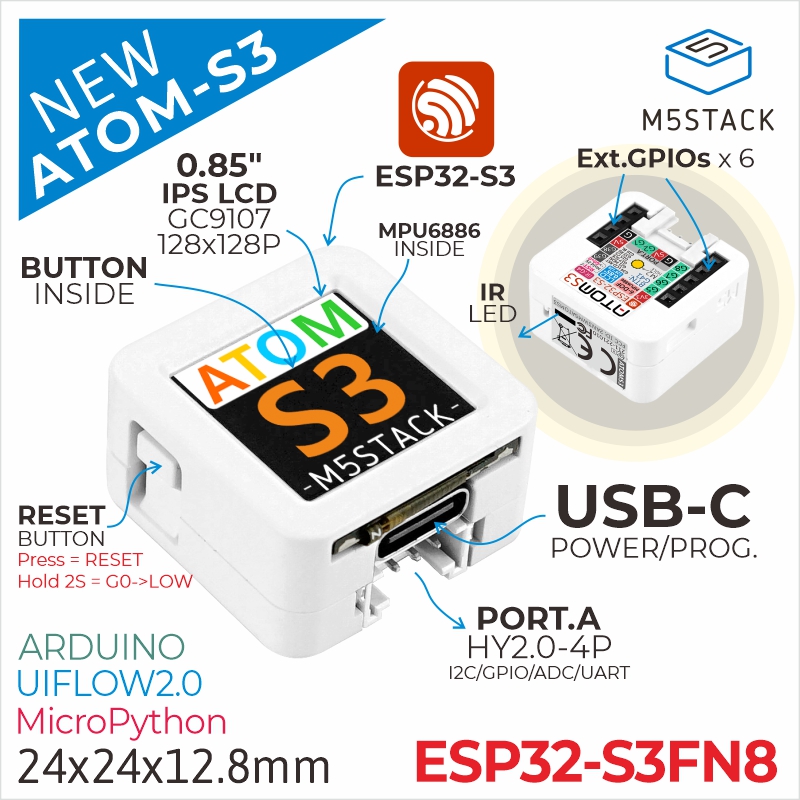 Original M5Stack ATOMS3 ESP32- - Esp32 Uart Module review and price